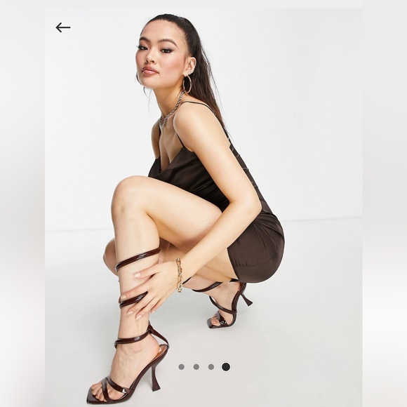 💥LAST ONENWT ASOS Parisian satin cami strap mini dress in chocolate brown - Picture 17 of 17